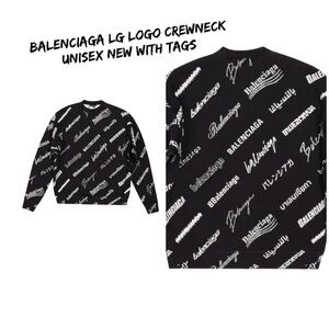 Balenciaga Black and White Logo Crewneck Sweater